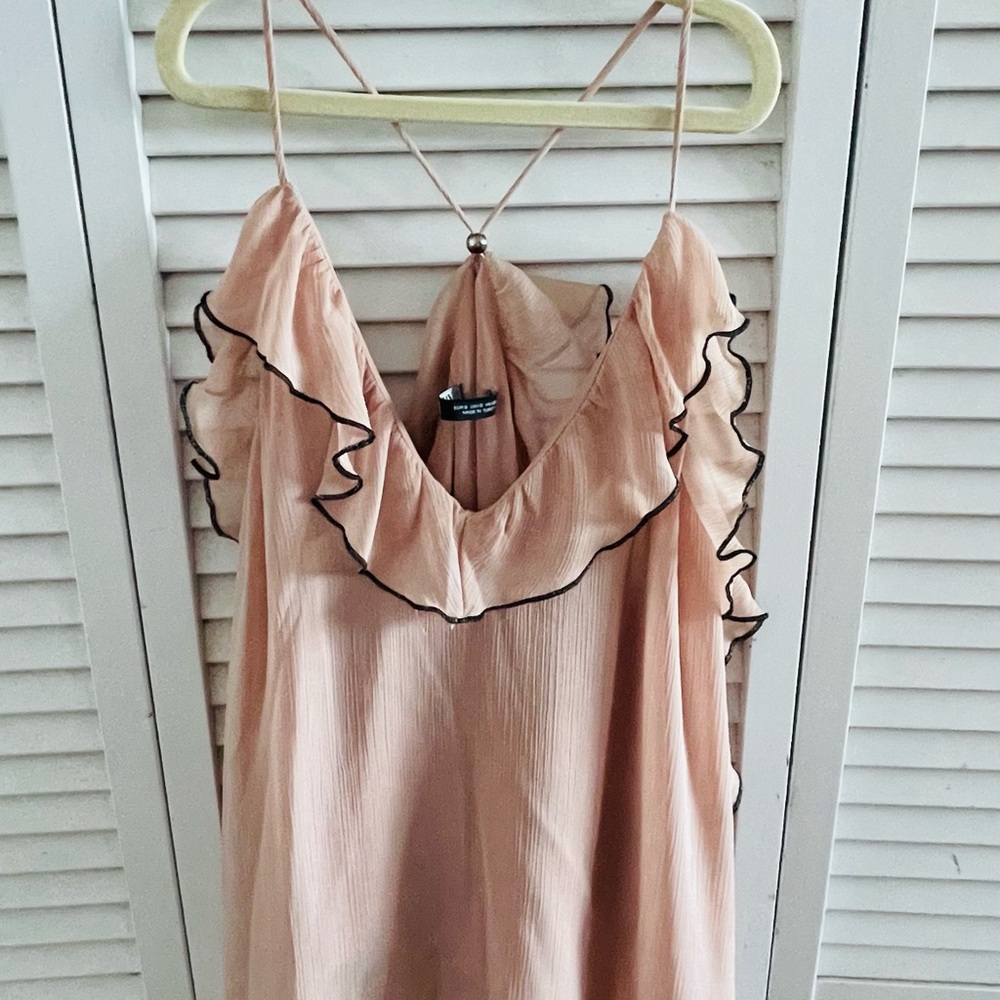 Zara Blush Pink Pleated Blouse
